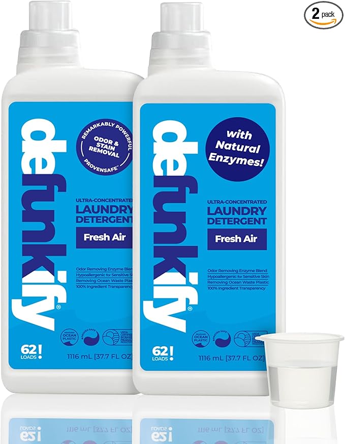 Laundry Detergent 62 Load/37.7 FlOz (2-Pack). 'Fresh Air' Liquid Laundry Detergent for Sensitive Skin. 'ProvenSafe' Laundry Soap Washing Detergent w/Odor & Stain Remover for Activewear & All Fabrics