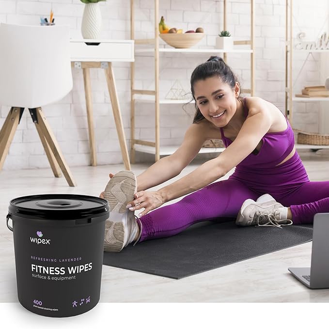 Wipex Fitness Wipes for Equipment Bundle - Get 2 Buckets (1) Lemongrass & (1) Lavender Plant-Based Gym Equipment Wipes, Clean Surfaces & Mats, Safe Gym Cleaner & Peloton Bike, 400 Count (Pack of 2)
