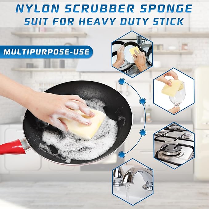 All-Purpose Non Scratch Sponges，Sponges Kitchen for Washing and Cleaning Dishes, Non-Stick Cookware,Premium Scrub and Scrubbers，Cleaning of Kitchen, Bathroom,and Household,12Pad