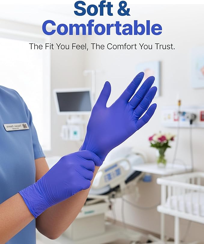 Schneider Nitrile Exam Gloves, Disposable Gloves, Latex-Free, Powder-Free, Food Safe for Cleaning, Cooking, Household Use