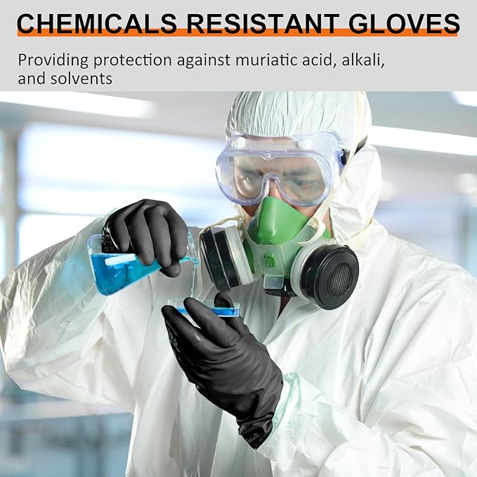 Beieverluck 10 Pairs Chemical Resistant Gloves Large Rubber Cleaning Gloves Heavy Duty Dishwashing Gloves Protective Safety Work Gloves, Large