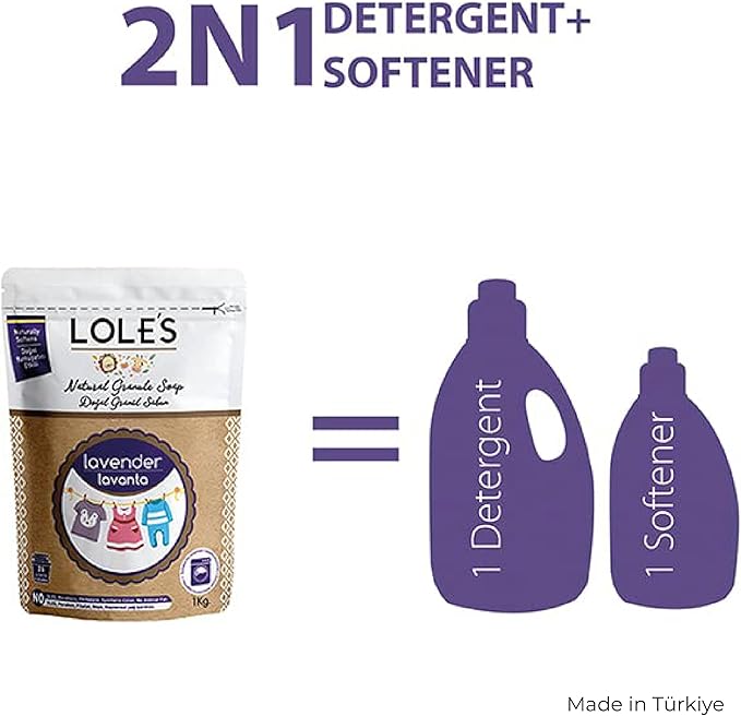 Lole's Granule Soap Lavender Scented 2.2 lb, Plant Based Soap Flakes, Laundry Detergent Granules, Eco Friendly Flake Bulk, Pure Natural Ingredients, Granulated Detergent