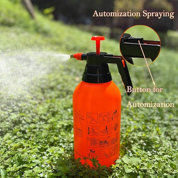 3L Garden Pump Sprayer 2Pack Hand-held Pressure Water Spray Bottle with Adjustable Brass Nozzle, Hand Pump Sprayer for Plants and Other Cleaning Solutions (Orange)