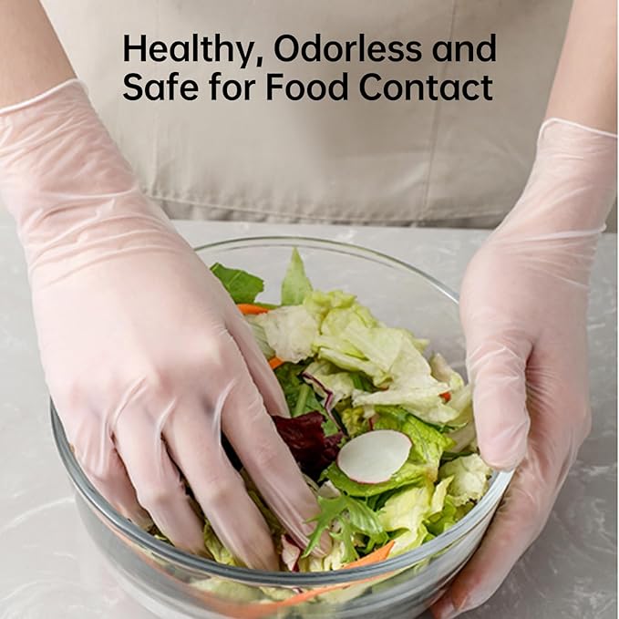 Jointown Vinyl Gloves, Disposable Cleaning, Powder Free, Latex Free, Non-Sterile Protective Glove, Gloves for Cooking