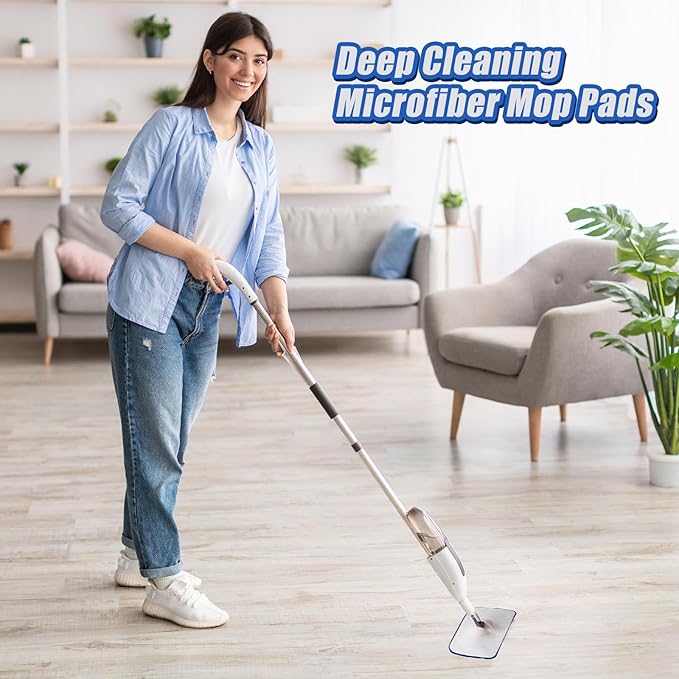 4 Pieces Microfiber Cleaning Pads Compatible with Bona Mop Reusable 18 Inch Replacement Cleaning Pads Washable Refills Replacement Heads for Floor Cleaning