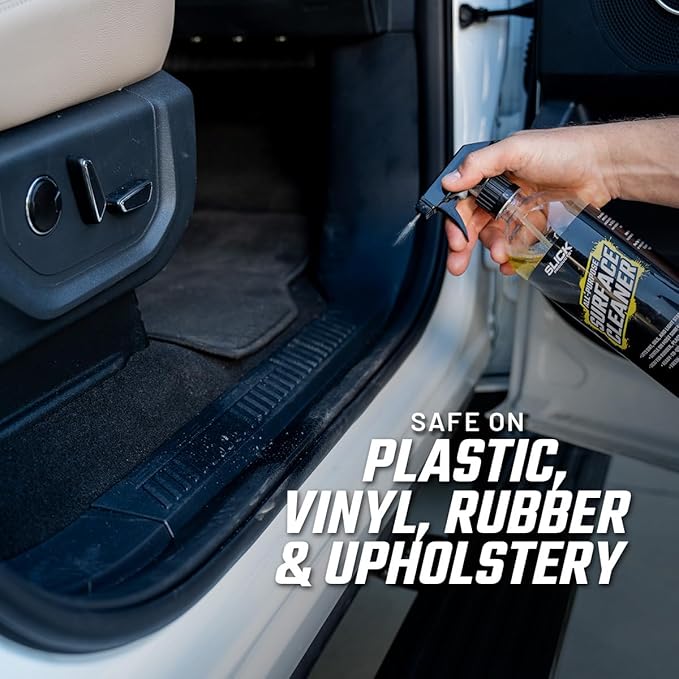 Slick Products All-Purpose Surface Cleaner – Heavy-Duty Interior & Exterior Car Cleaner for Vinyl, Plastic, Rubber, Carpet & Upholstery – Ready-to-Use Formula with Fresh Lemon Scent – 128 oz.