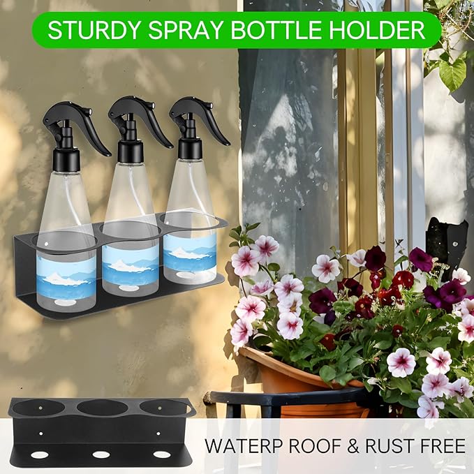 2 Pcs 3 Holes All-Purpose Spray Bottle Holder Wall Mount Heavy Duty Spray Can Holder Rack Organizer Storage for Home Garage Workspace, Heavy-Duty Powder Coated Steel Storage Rack