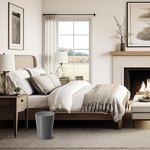 Bathroom Trash Can, 3 Pack 1.8 Gallons Small Trash Can with Trash Bags, Bathroom Garbage Can, Plastic Trash Bin, Round Waste Basket for Bedroom, Office, Room (White Pink Grey)