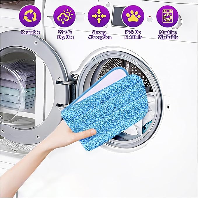 10 Pcs Reusable Mop Pads,16.5 Inch Microfiber Wet Dry Floor Clean Mop Pad Refill Compatible with Swiffer PowerMop Bona Mop & Other 13-16 Inch Spray Mop