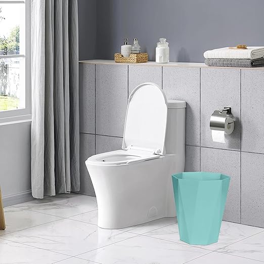 Plastic Trash Can - Waste basketbin for Office,Home,Bathroom,Kitchen - 1.8 Gallon - Green