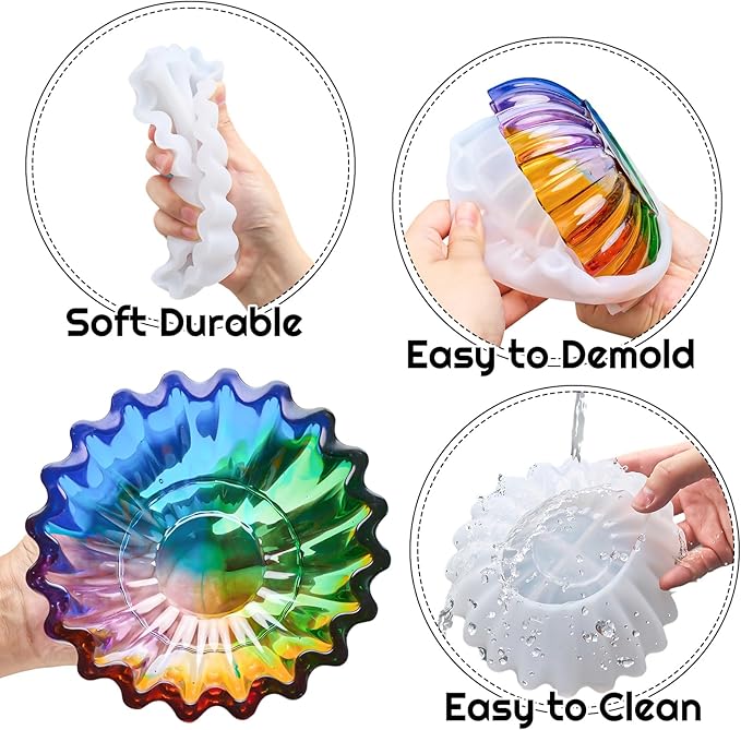 Resin Molds for Bowl 6 inches 5 inches Flower Tray Silicone Molds 2 Pack Epoxy Resin Casting Mold DIY Jewelry Dish Trinket Container Storage Plate Candle Tray Flowerpot Art Crafts Gifts Cement Mould