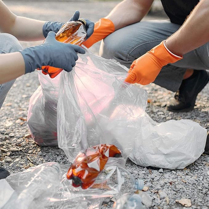 65 Gallon Clear Trash Bags Heavy Duty (MegaPack 50 Bags w/Ties) 64 Gallon Extra Large Clear Plastic Recycling Garbage Bags