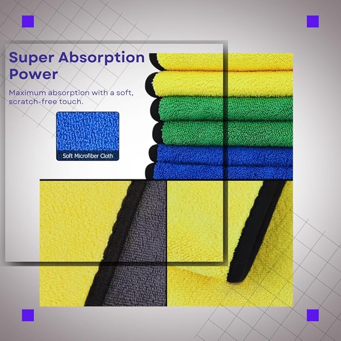 Microfiber Kitchen Towels | 12"x12" Kitchen Cloths | Australian Designed |12 Pack 400 GSM Cleaning Cloths | Cleaning Towels | Ultra-Soft, Scratch-Free, Reusable, Super Absorbent | Car & Household