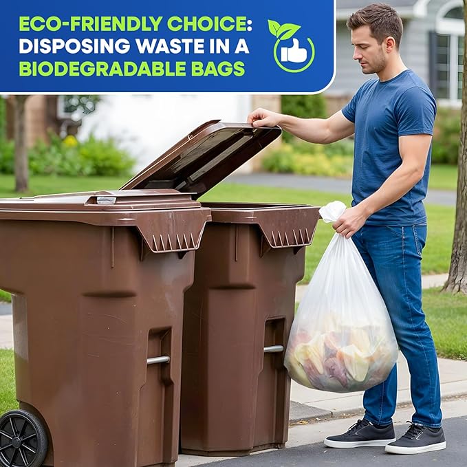 13-Gallon Compostable Trash Bags Biodegradable Trash Bags, 22" x 29" 0.65 Mil Can Liners 10 Rolls of 25/Roll, 250/Case