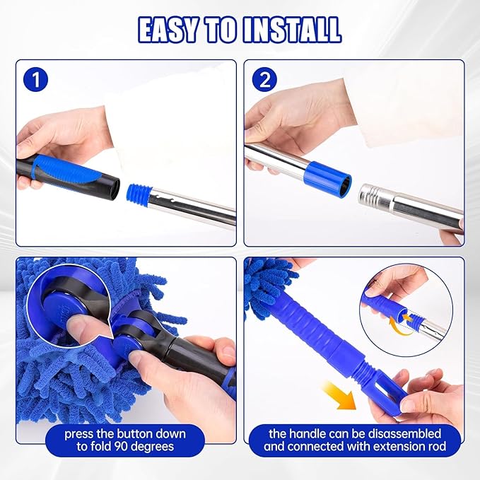 Ceiling Fan Cleaner Duster with 80" Extension Pole, Flexible and Washable Chenille Fan Duster for High Ceiling Fan Blades Light Fixtures Furnitures