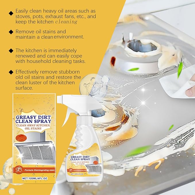 2025 New Greasy Dirt Clean Spray, Multifunctional Powerful Kitchen Foam Cleaner, Fast Foaming and Stain Removing, Heavy Oil Stain Cleaner Kitchen for Oven, Stove, Range Hood (1pcs)