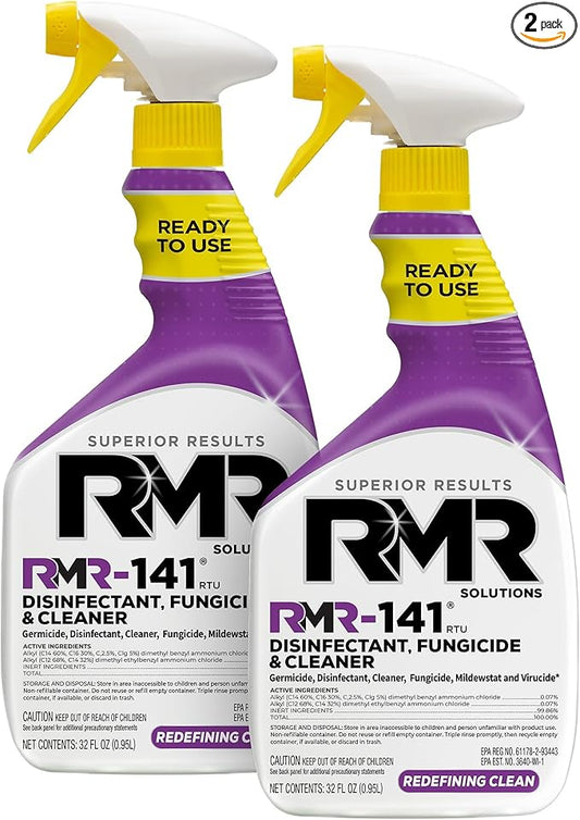 RMR-141 EPA Registered Mold and Mildew Killer, Eliminates Odors, Removes Mold, Mildew, Bacteria, and Viruses, 2-Pack of 32-Ounce Bottles