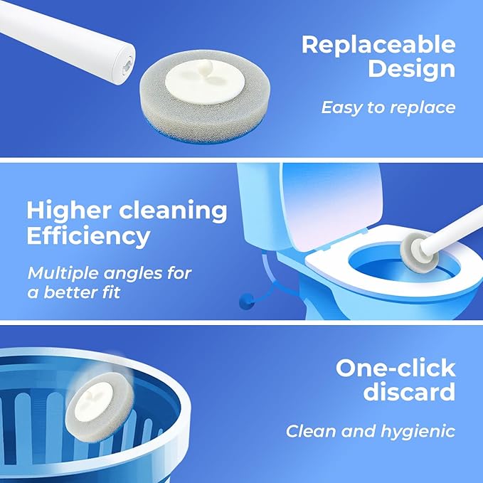 24 Pack Disposable Toilet Brush Refill Pads, for Use with BECORRECT Toilet Cleaning Kit System Only