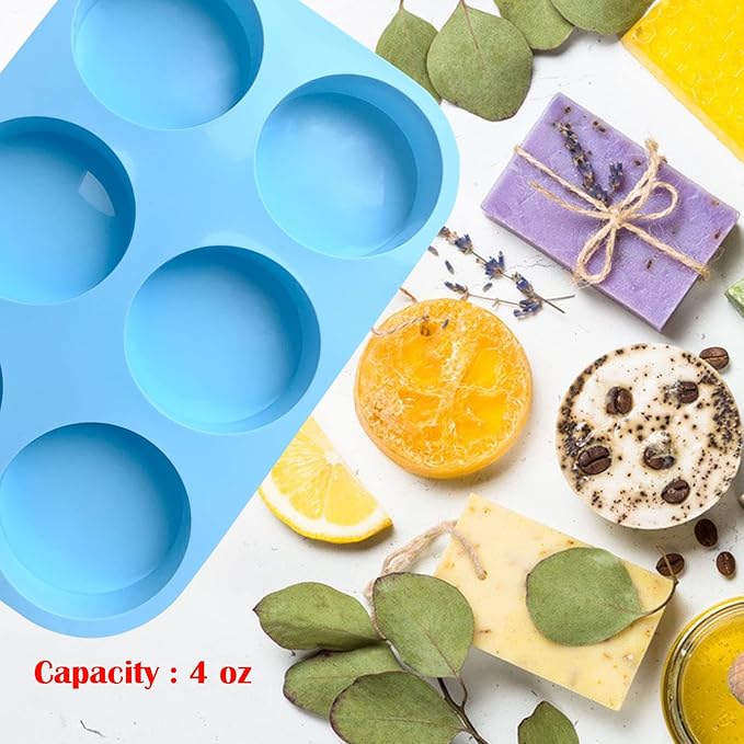 Round Soap Molds for Soap Making,2pc 4oz Large Size 6 Cylinder Silicone Molds for Loofah Soap,Bath Bombs,Shower Steamer, Lotion Bars