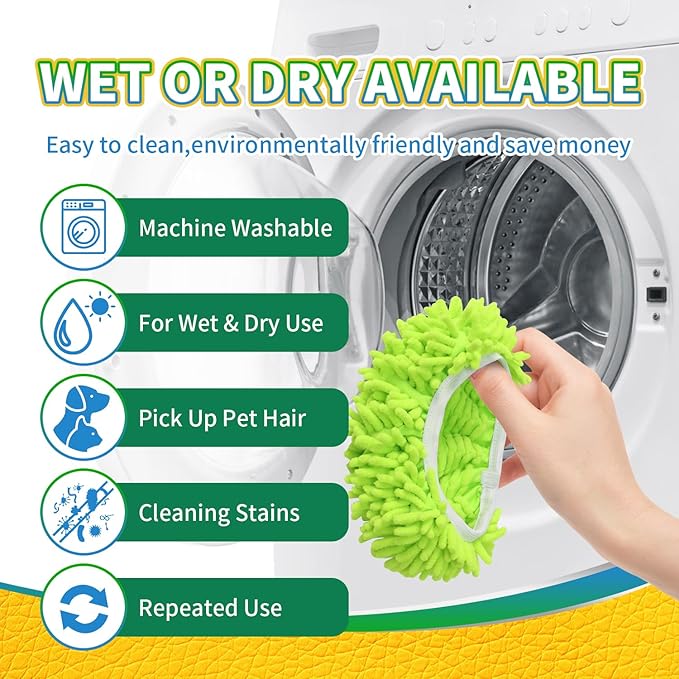 Reusable Mop Pads Compatible with swiffer Sweeper Mop, Wet and Dry Flat Mop Pads Cover, 2 Pack Washable Pads for Surface/Hardwood Floor Cleaning (Mop is Not Included)