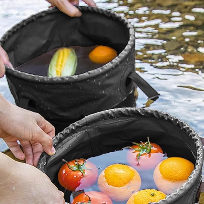 Baiao Collapsible Bucket 5 Gallon, Portable Collapsible Bucket with Handle, Folding Water Container for Fishing Camping Beach Hiking Home Travel Car Washing(Black 20L)