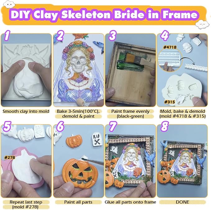 Skeleton Bride and Groom Clay Molds for Crafts
