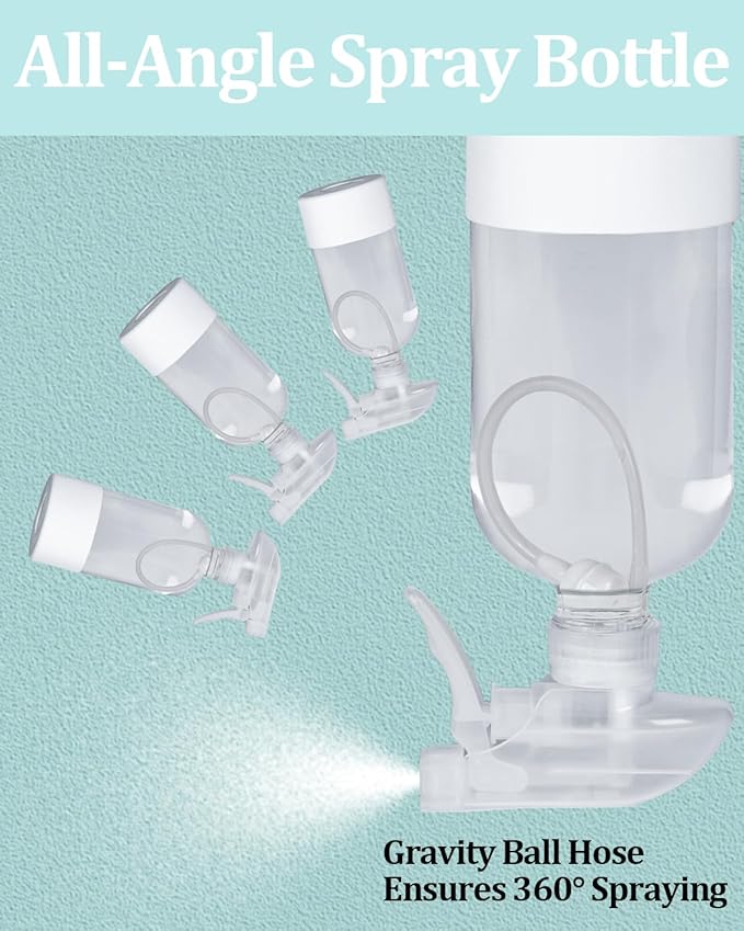 2 Pack 360° Glass Spray Bottles with Silicone Sleeve, 16 oz Empty Refillable Containers with Adjustable Spray Nozzles, Spray Bottles for Hair, Cleaning Solutions and Plants Black&White