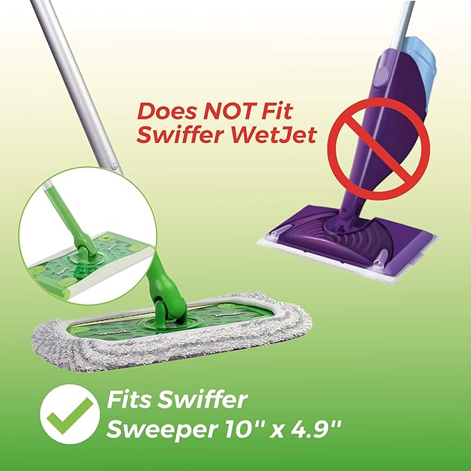 4 Pack of Reusable Mop Pad Compatible with Swiffer Sweeper, Heavy Duty Scrubby Microfiber Mop Cover Multi-Surface Cleaning Wet Dry Refills