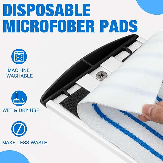 Nuogo 200 Pcs Microfiber Disposable Mop Pad for 16-18'' Hook & Loop System Mop Heavy Duty Replacement Cleaning Pads Refills for Multi-Surface Hardwood Floor Dry Wet Cleaning
