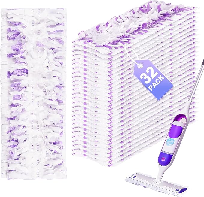 32 Count Disposable for Swiffer Power Mop Pads, 5X Cleaning Power Mop Refills, Replacement Floor Cleaning Refills, Non-Washable & Unscented for Floor Surface Cleaning