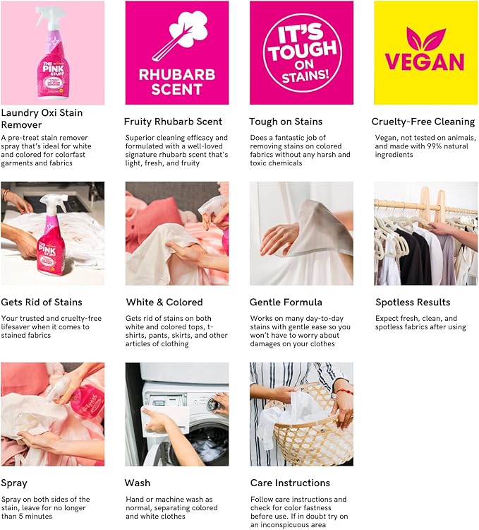 Stardrops - The Pink Stuff - The Miracle Laundry Oxi Stain Remover Spray 2-Pack Bundle (2 Laundry Stain Remover)