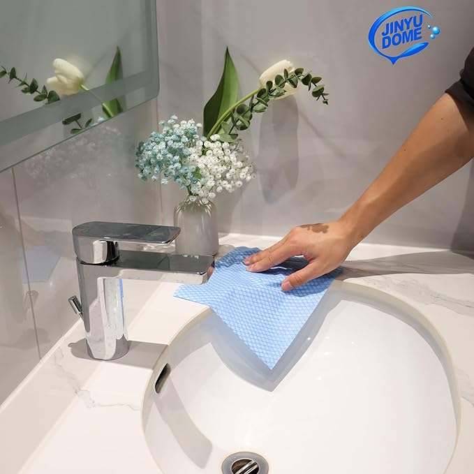 Reusable J Cloths, Disposable Kitchen Cleaning Cloths Dish Towels Dish Cloth Reusable Cloths for Kitchen, Bathroom, Household Cleaning (Blue & Green 100 Pack)