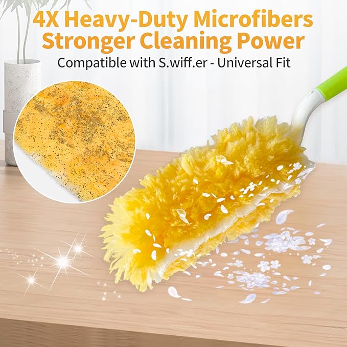 50 Pack Short Handle Duster Refills, Compatible with S.wiffer Duster Kit, 360° Multi-Surface Disposable Dust Pads, Ideal for Home Cleaning - Effortlessly Dust Furniture