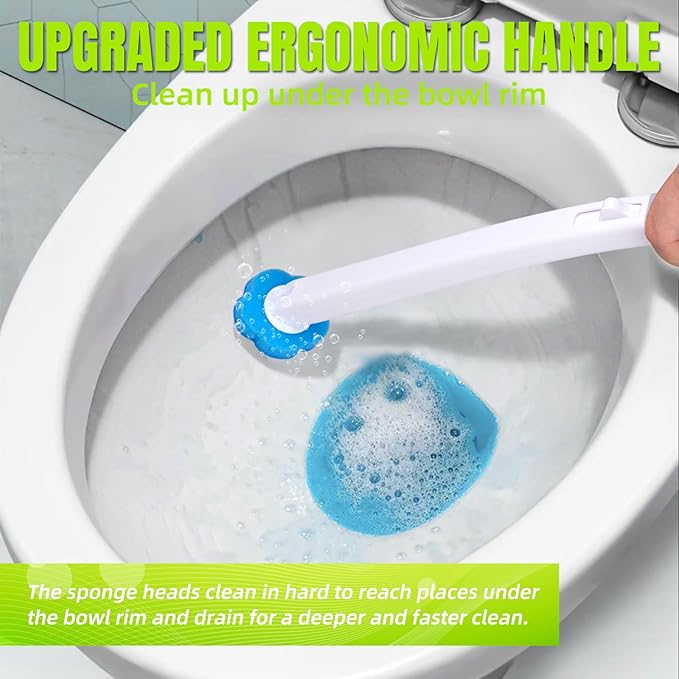 KOKL Disposable Toilet Brush, Toilte Wand Kit, Toilet Brush and Holder with 48 Refills, Toilet Bowl Brush, Toilet Bowl Cleaning Wands, Toilet Cleaning System for Bathroom Maintenance