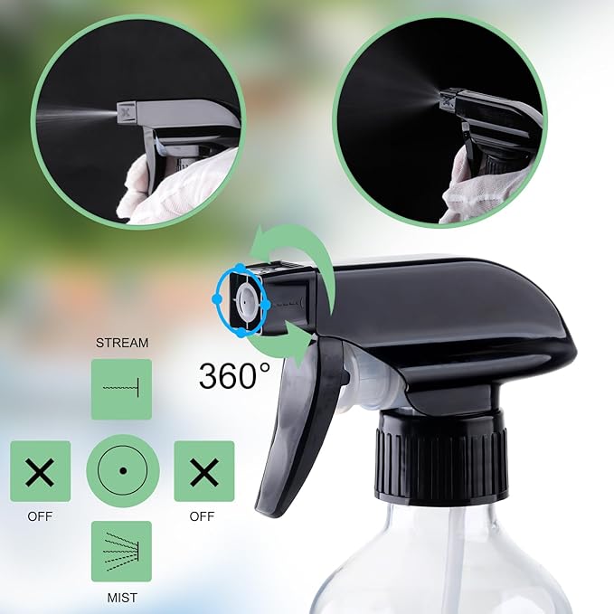 Spray Bottles 10oz/300ml Plastic Spray Bottle Empty Refillable Container with Adjustable Head Sprayer, Mist/Stream Water Bottle for Cleaning Products, Plants, Pet Training, Hairstyling