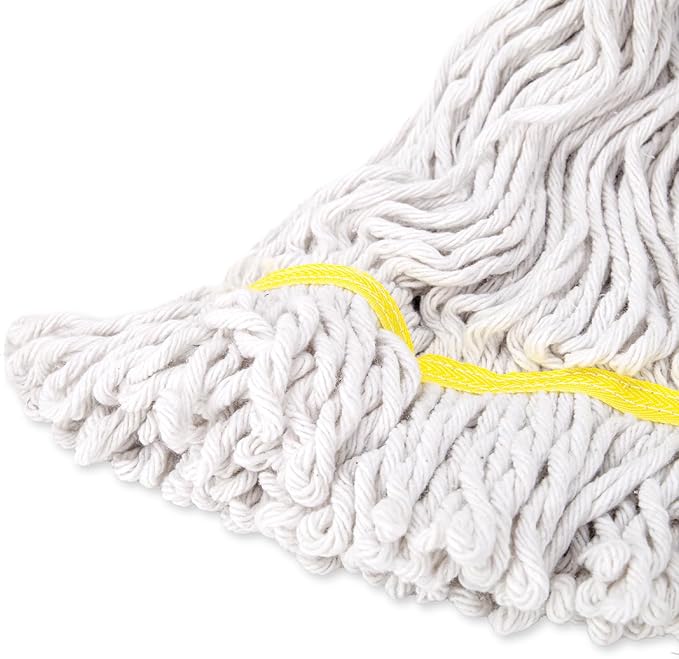 (2 Pack) Heavy Duty Mop Head Commercial Replacement for Floor Cleaning,Wet Industrial Cotton Looped End String Heads Refill,Yellow