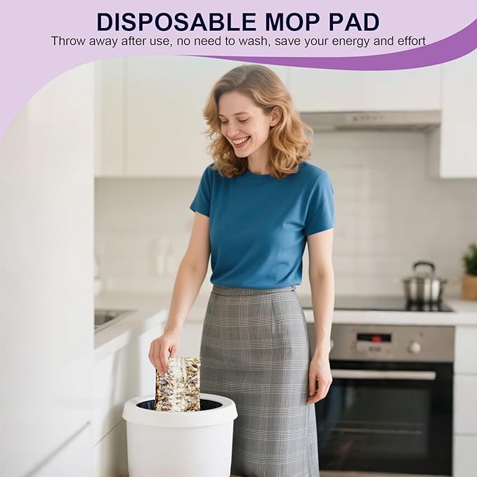 32 Count Disposable Power Mop Pads, 5X Cleaning Power Mop Refills for Swiffer Power Mop, Unscented 14-Layer Thickened Wood Mop Refill Pads for Surface Floor Cleaning