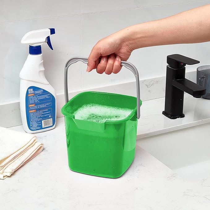 Irenare 8 Pcs Sanitizing Bucket 3 Quart Cleaning Pail Small Detergent Square, Spout and Handle Plastic Utility Sanitizer Buckets for Restaurant Kitchen Home Offices (Multicolor)