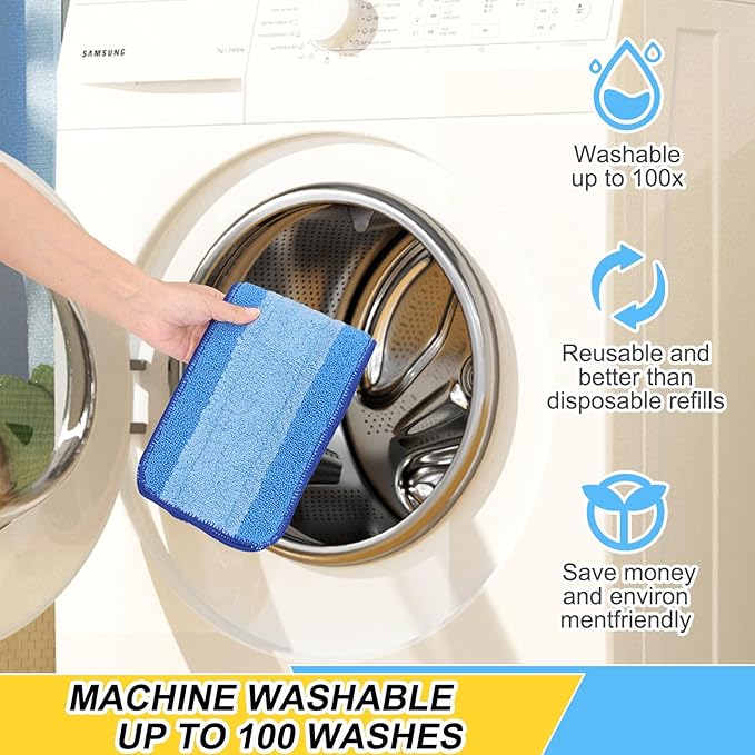 8 Pack 18 inch Reusable Mop Pads Microfiber Spray Mop Replacement Heads for Wet/Dry Mops Compatible with Bona Floor Care System