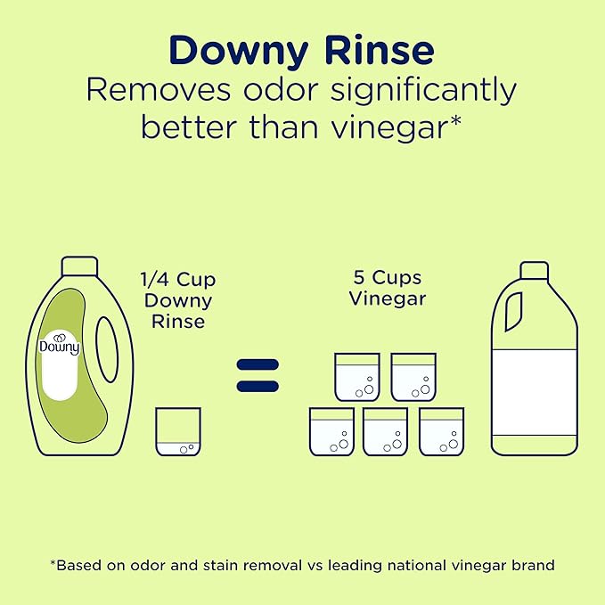 Downy Rinse Laundry Odor Remover, Active Fresh Scent, 62 FL OZ, Fabric Softener and Laundry Odor Removal Rinse