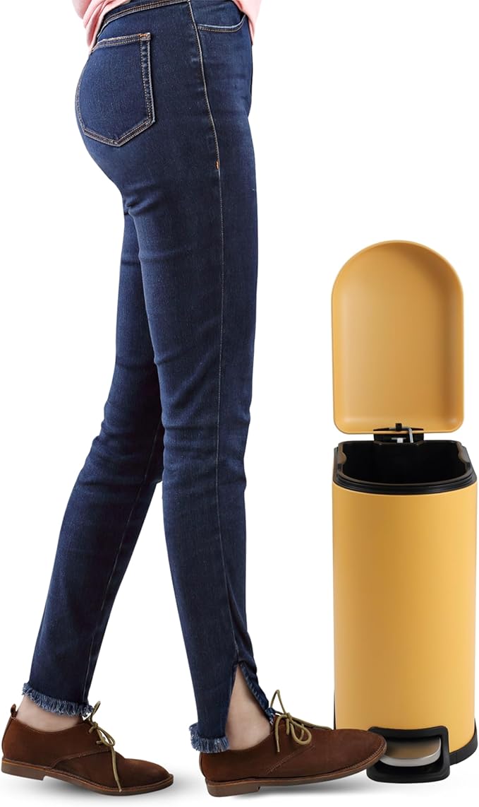 happimess HPM1009L Roland Mini 2.6-Gallon Step-Open Trash Can, Daffodil Yellow Home, Kitchen, Bathroom, Living Room, Office