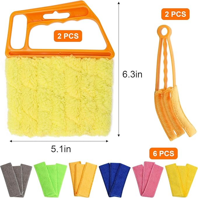 10Pcs Window Blind Cleaner Duster Set, Washable Dusting Cleaner Air Vent Cleaning Tool (Blue)