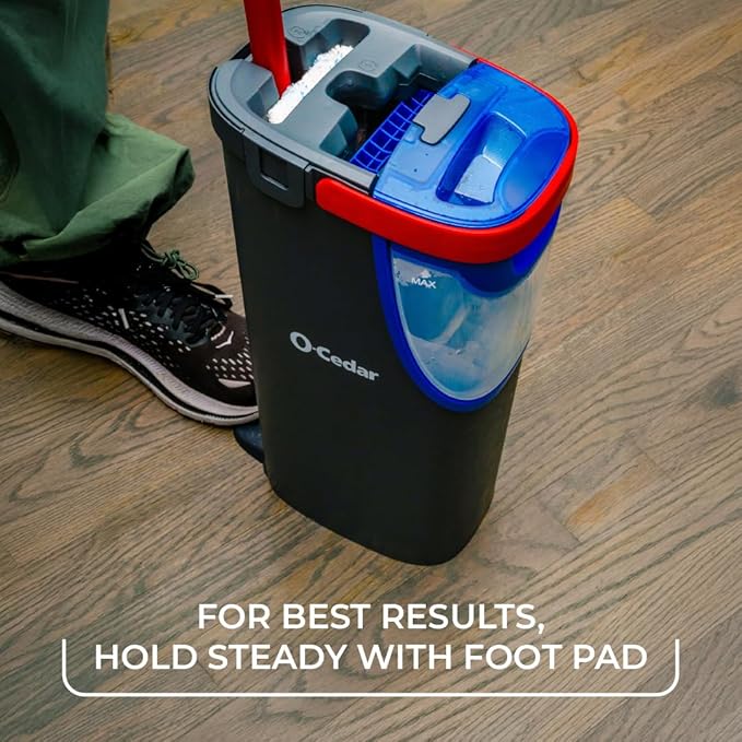 O-Cedar H2prO Flat Mop System | Quick Cleaning Tool | Clean with Clean Water | Machine Washable Reusable Microfiber Mop Pad | Safe on Wood Floors, Vinyl, Tile, Baseboards, Walls