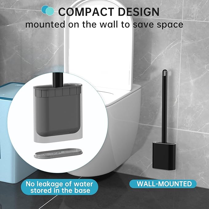 rv Essentials, RV Toilet Brush, Toilet Brush Silicone Won't Damage Toilets, Wall Mounted Toilet Brush-Anti-Roll, Anti-Drip Design, Suitable for RV Travel Trailers and Campers, Made by RVers for RVers