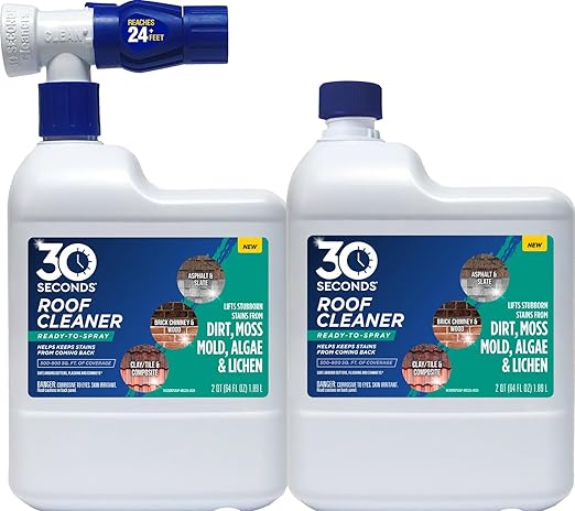 30 SECONDS Roof Cleaner & Protector with Hose End Sprayer - Lifts Stubborn Stains from Dirt, Moss, Mold, Algae & Lichen