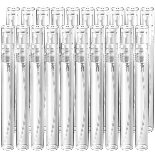 Teenitor Mini Spray Bottles, 20-Pack 10ml Empty Refillable Plastic Atomizer for Perfume, Essential Oil, Travel