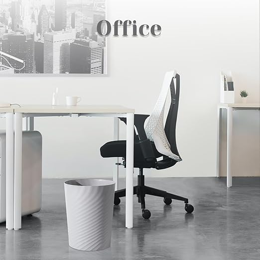 UUJOLY Bathroom Small Trash Can with Trash Bag Plastic Garbage Can Round Waste Basket for Bathrooms, Laundry Room, Kitchens, Offices, Kids Rooms, Dorms, 1.8 Gallons, 3 Pack (White Grey Black)