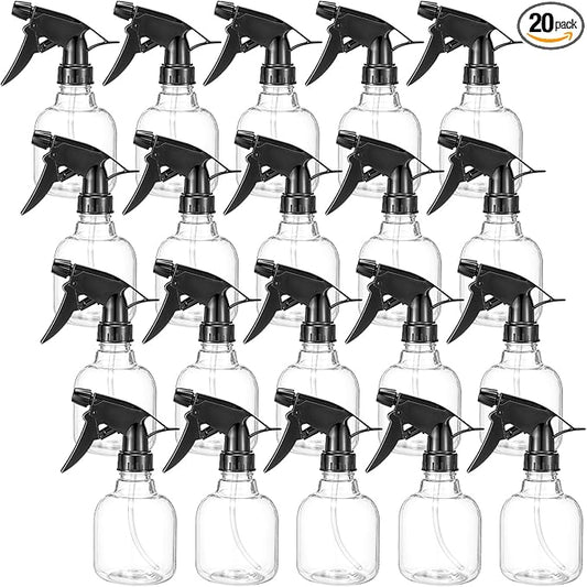 20 Pcs Empty Plastic Spray Bottle, 8 OZ Spray Bottles with Adjustable Head Sprayer from Fine to Stream - Refillable Sprayer for Water, Kitchen, Bath, Beauty, Hair and Cleaning