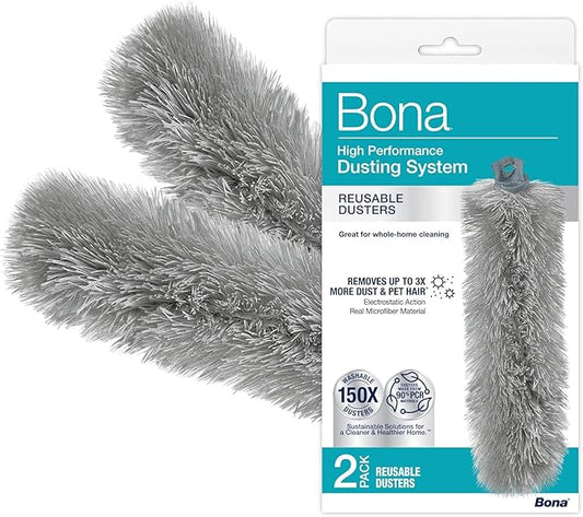 Bona Reusable Duster Refills - 2 Pack - High Performance Dusting System - Microfiber Dusters Remove Dust and Pet Hair for Whole-Home Cleaning