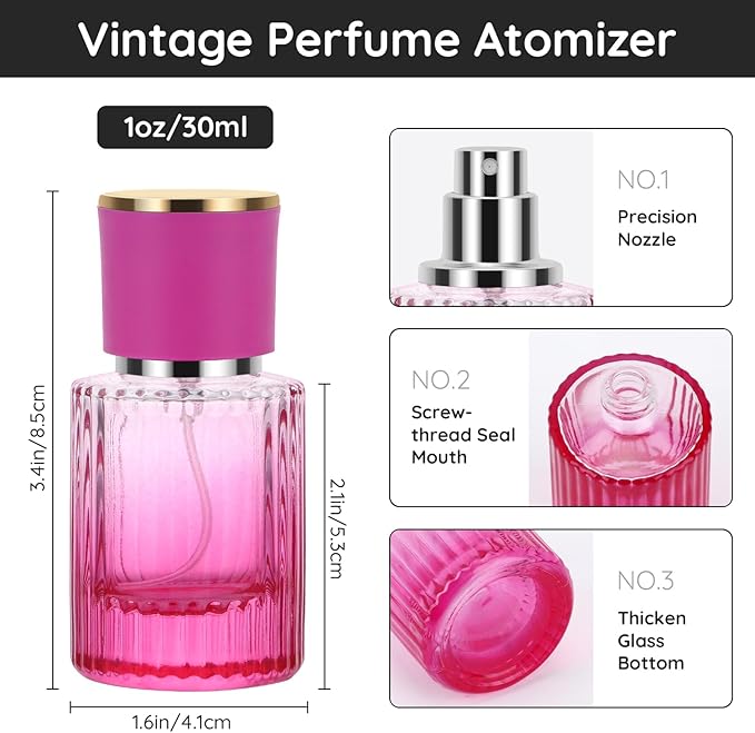 Segbeauty 1oz Perfume Spray Bottle, 30ml Empty Glass Cologne Spray Bottles with Perfume Refill Kit, Pack of 2 Large Travel Cologne Sprayer, Purple Refillable Bottle Sprayer for Dispensing Fragrance